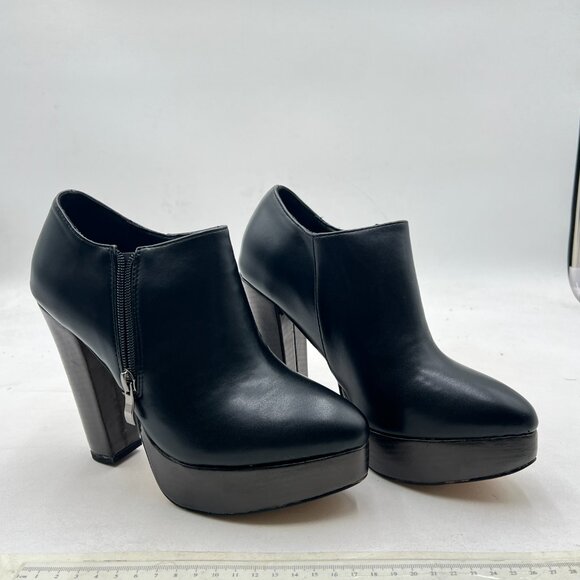 Black Trendy Chunky High Heels Platform Ankle Boots Pointed Toe Side Zipper Boot - Picture 4 of 8